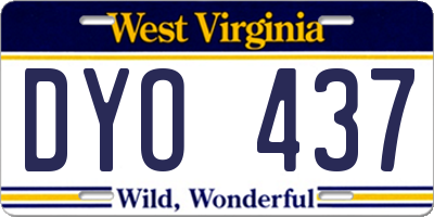 WV license plate DYO437