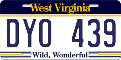 WV license plate DYO439