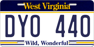 WV license plate DYO440