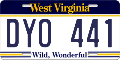 WV license plate DYO441