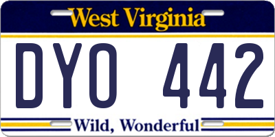 WV license plate DYO442