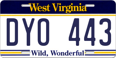 WV license plate DYO443