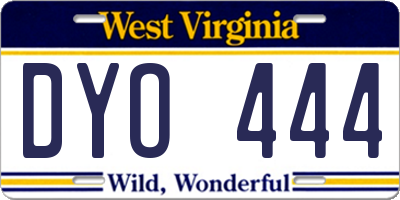 WV license plate DYO444