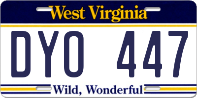 WV license plate DYO447
