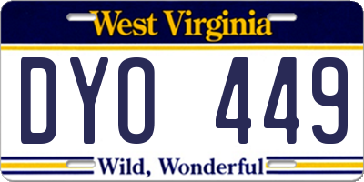 WV license plate DYO449