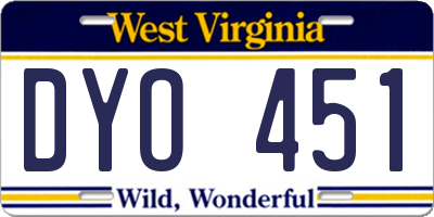 WV license plate DYO451