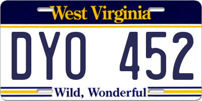 WV license plate DYO452