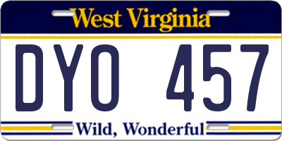 WV license plate DYO457