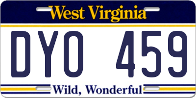 WV license plate DYO459