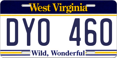 WV license plate DYO460