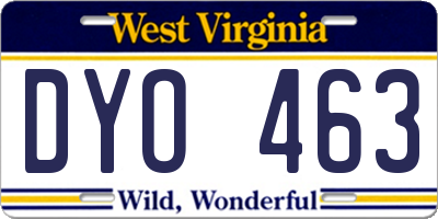 WV license plate DYO463