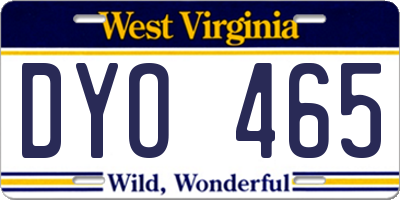 WV license plate DYO465