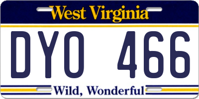 WV license plate DYO466
