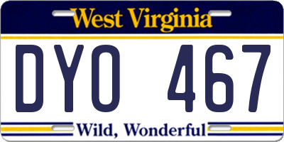 WV license plate DYO467