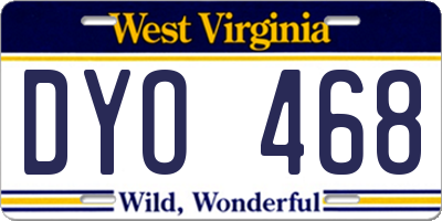 WV license plate DYO468