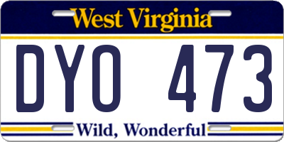 WV license plate DYO473