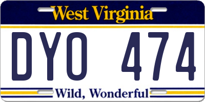 WV license plate DYO474