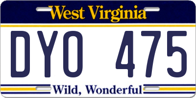 WV license plate DYO475