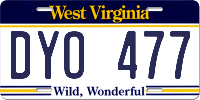 WV license plate DYO477