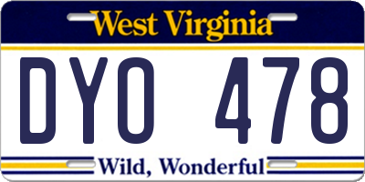WV license plate DYO478