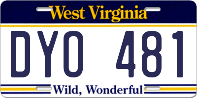 WV license plate DYO481