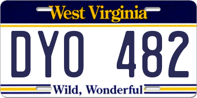 WV license plate DYO482