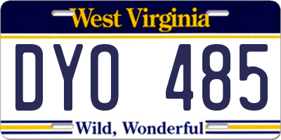 WV license plate DYO485