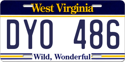 WV license plate DYO486