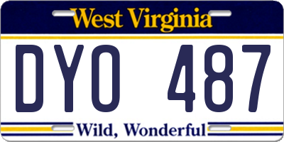 WV license plate DYO487