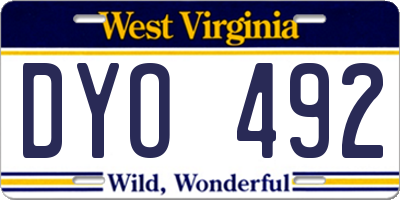 WV license plate DYO492