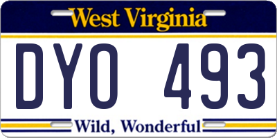 WV license plate DYO493