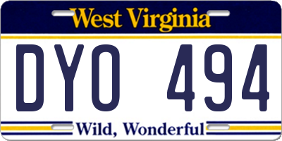 WV license plate DYO494