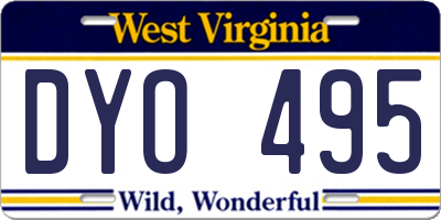 WV license plate DYO495