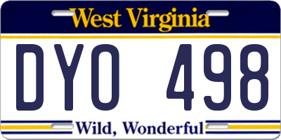 WV license plate DYO498