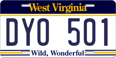 WV license plate DYO501