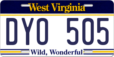 WV license plate DYO505
