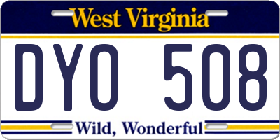 WV license plate DYO508
