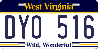 WV license plate DYO516