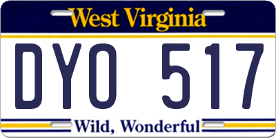 WV license plate DYO517
