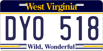 WV license plate DYO518