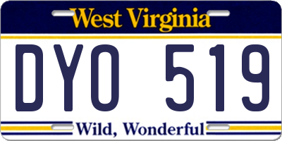 WV license plate DYO519