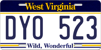 WV license plate DYO523