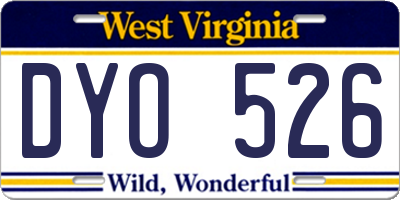 WV license plate DYO526