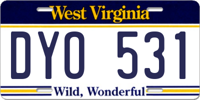 WV license plate DYO531