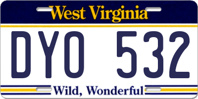 WV license plate DYO532