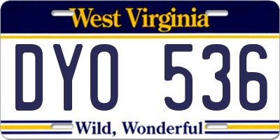 WV license plate DYO536
