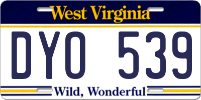 WV license plate DYO539