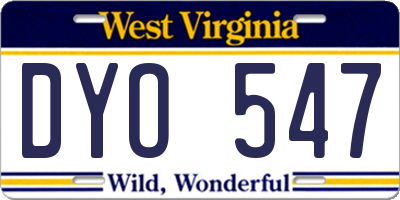WV license plate DYO547