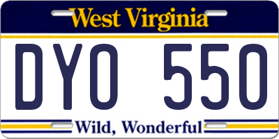 WV license plate DYO550