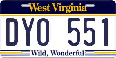 WV license plate DYO551